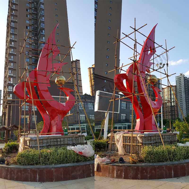 大型不銹鋼景觀雕塑，室外大型景觀雕塑，廣場不銹鋼標(biāo)志