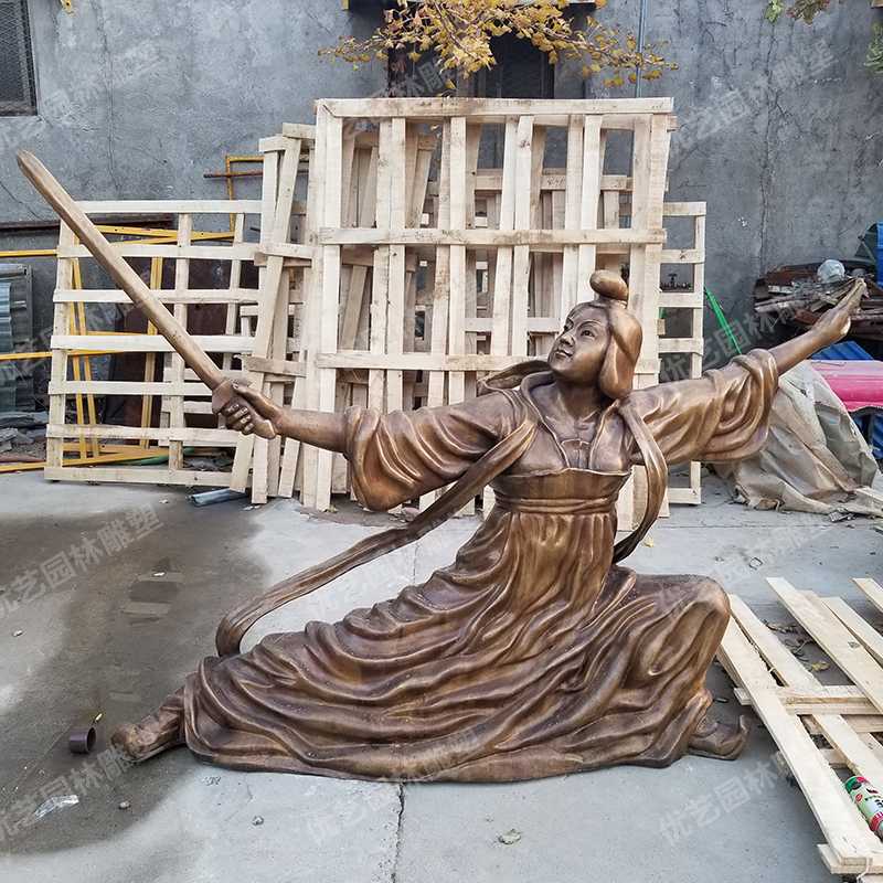 銅舞劍人物雕塑，古代銅人物雕塑